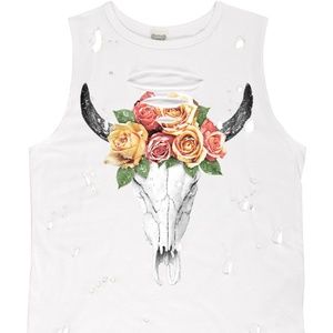 Bull Flower Graphic Tank **NWT**